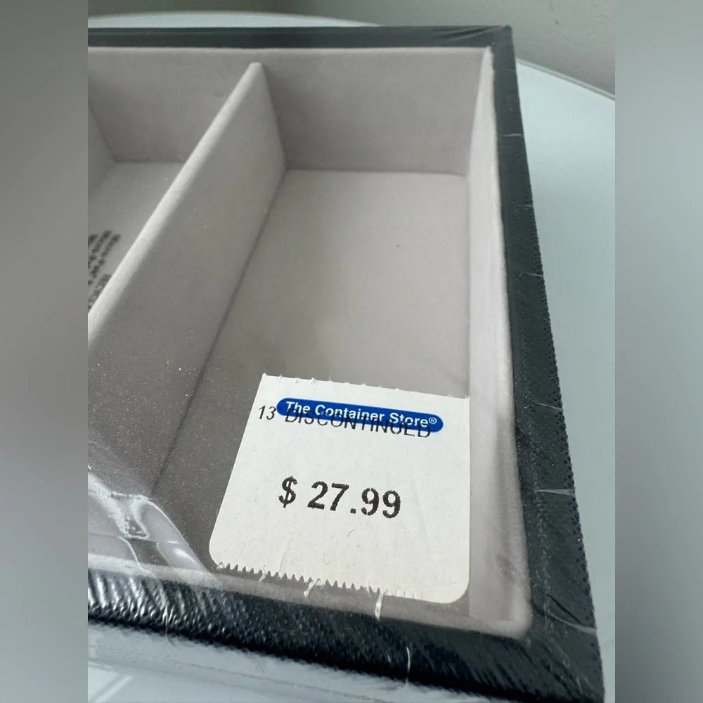 Container Store Black & Grey Stackable Jewelry Storage Velvet Interior